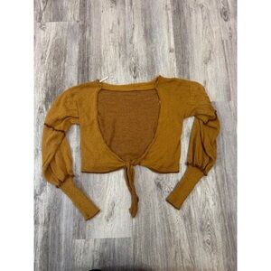 Stylish Mustard Tie-Front Crop Sweater